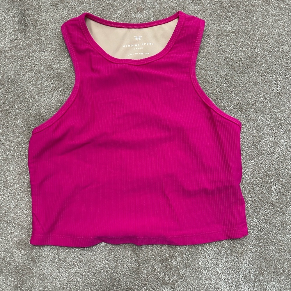 🩷🩷 Heroine Sport Ribbed Tank Top, Bright Barbie Pink, size Large, NWOT 🩷🩷